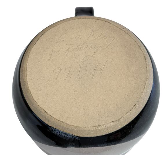 Kings Pottery Seagrove NC Studio Art Pottery Soup Mugs Bowls Black White Signed - Picture 4 of 13